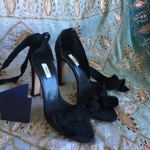 Prada Shoes Black Denim Ankle Wrap